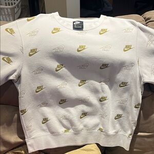 Nike White Sweatshirt with Gold Accents